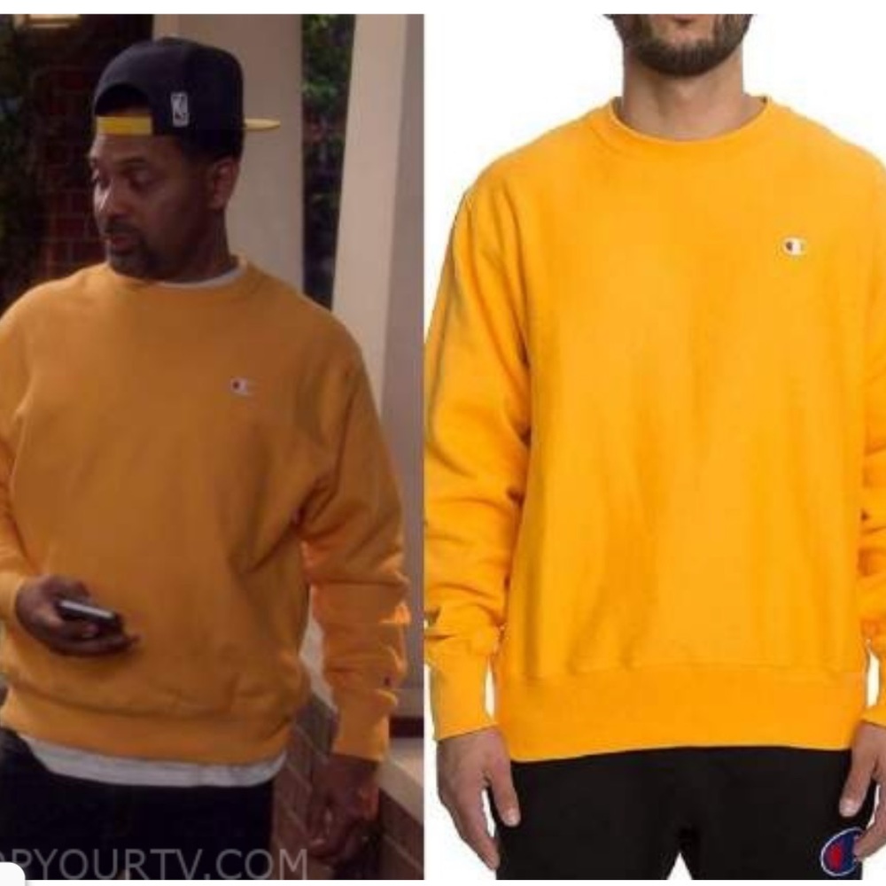 Champion Orange Vintage Fleece Crewneck  Unsex Sweater L